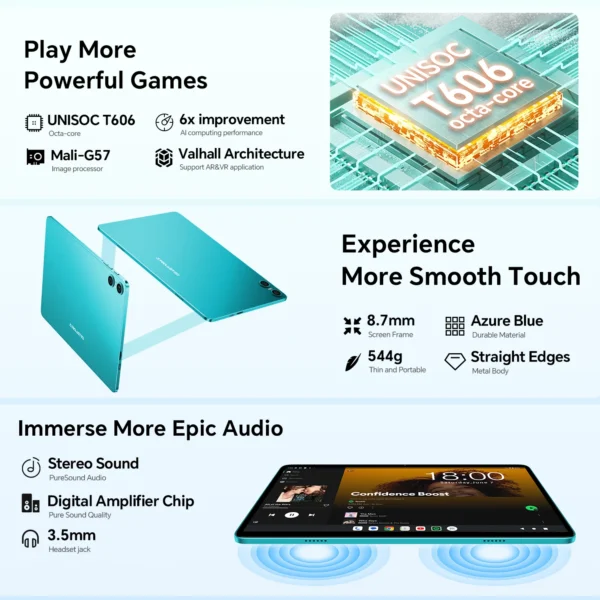 Teclast P30 Android 14 tablette, 10,1 pouces, max 12 Go de RAM, 128 Go ROM, 1280x800 IPS, UNISOC T606, 8 cœurs, 6000mAh - Image 4