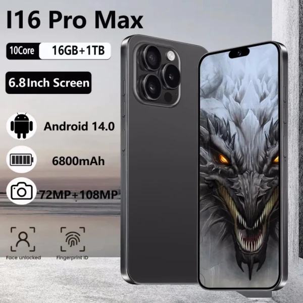 I16 Pro max version mondiale smartphone 7.3 pouces  6800mAh téléphone - Image 2